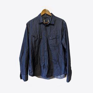 Snap button front pocket denim shirt - Sz M